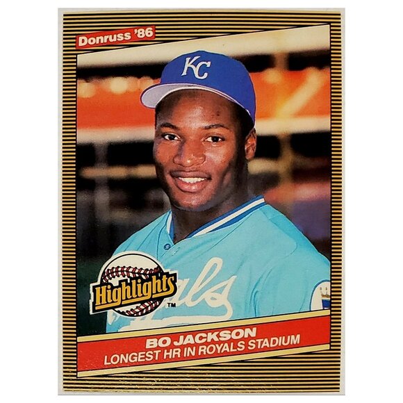 BO JACKSON ROOKIE 1986 DONRUSS HIGHLIGHTS #43 KANSAS CITY ROYALS, TWO-SPORT STAR - Picture 3 of 3